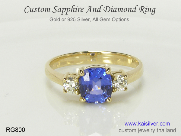 blue sapphire ring with diamond