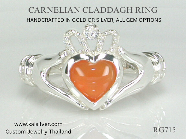 carnelian custom ring claddagh