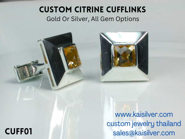 cufflinks with square gemstones