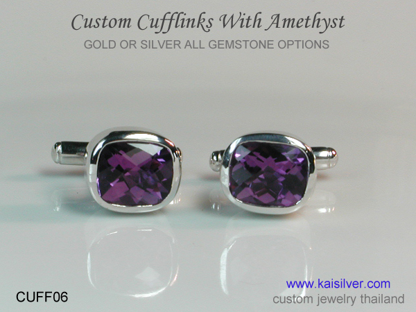 amethyst gemstone cufflinks gold silver