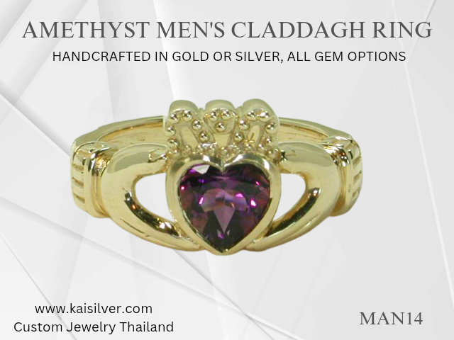 Kaisilver claddagh ring for men